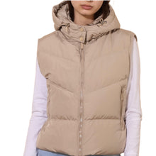  Padel Puffer Jacket zonder mouwen (Dames, Beige mat)