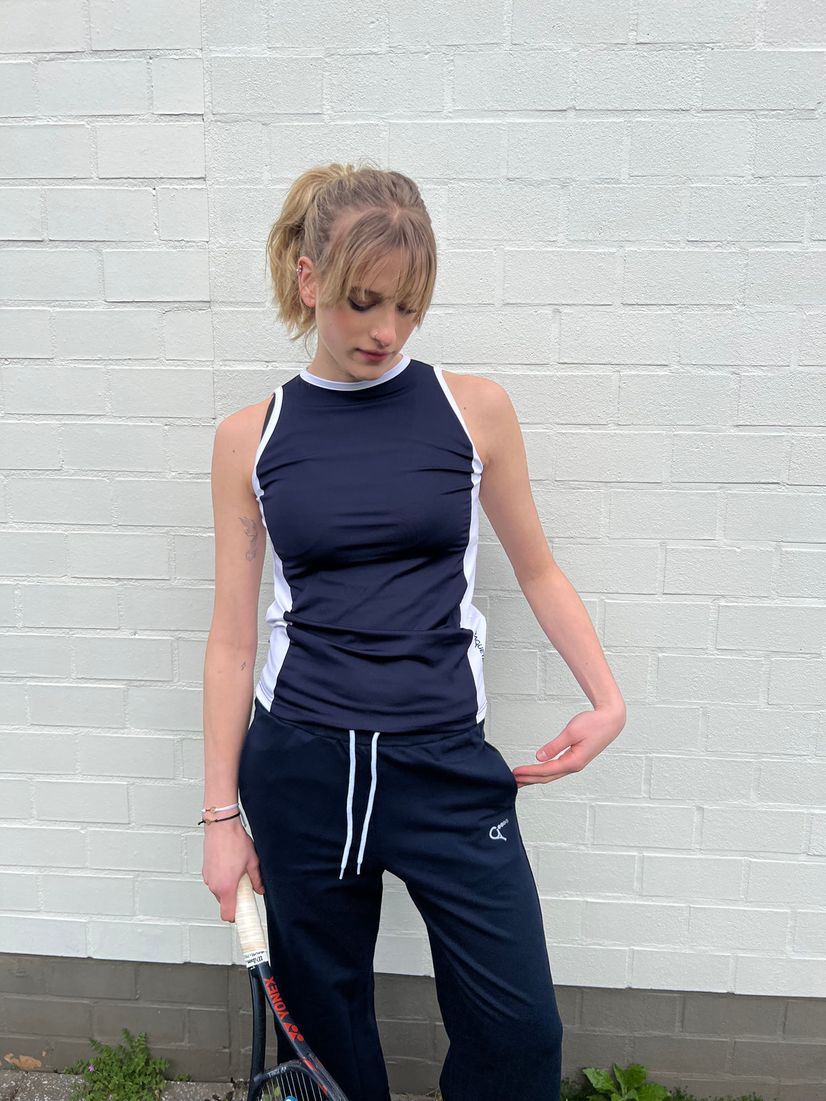 Top Nora – Navy/Wit