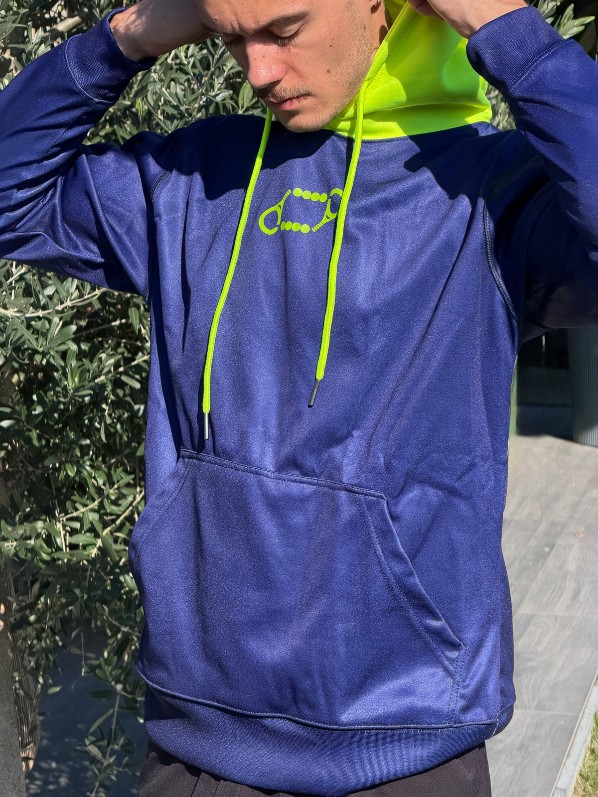 Hoodie Double – Blauw/Neon