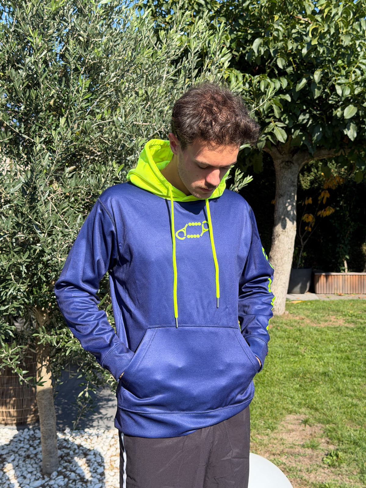 Hoodie Double – Blauw/Neon