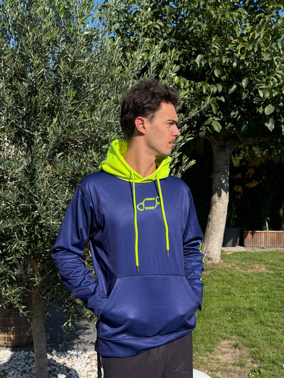Hoodie Double – Blauw/Neon