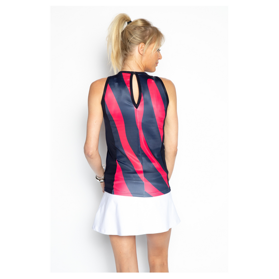 Padel Top Nora (zebra navy/koraal dames)