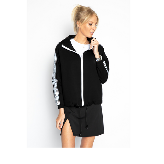 padelsweater met rits Noor (zwart/wit, dames)