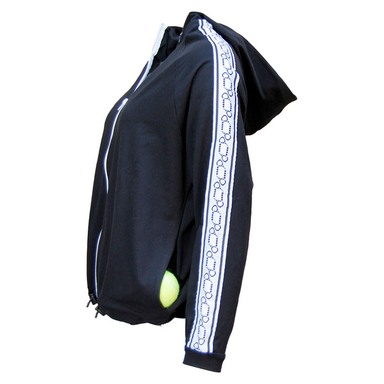 padelsweater met rits Noor (zwart/wit, dames)