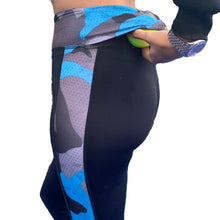  Padel Legging Camo (Dames, camouflage/ blauw)